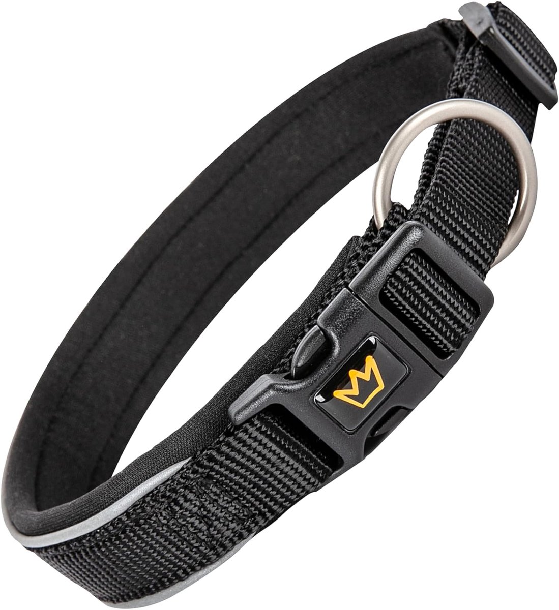 SnelShoppen - Hondenhalsband Reflecterend & Verstelbaar - Zacht Neopreen, Robuust Nylon, Met Metaal D-ring - Voor Veilig Nachtwandelen, Ideaal voor Se
