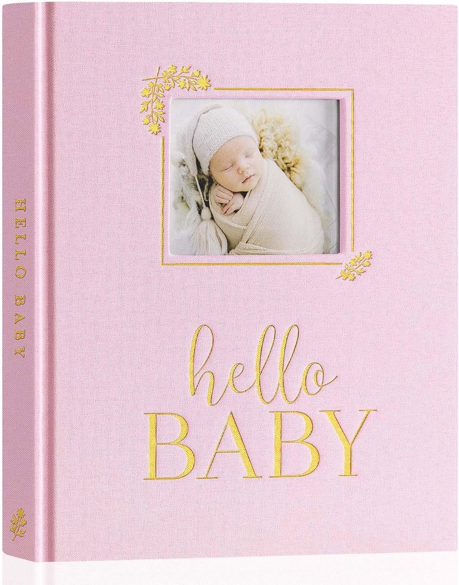 SnelShoppen - Baby Memory Boek, Eerste 5 Jaar Herinneringen, DIY Fotoalbum, Linnen Baby Dagboek, Scrapbook, Mijlpalen Album voor Jongens en Meisjes (R