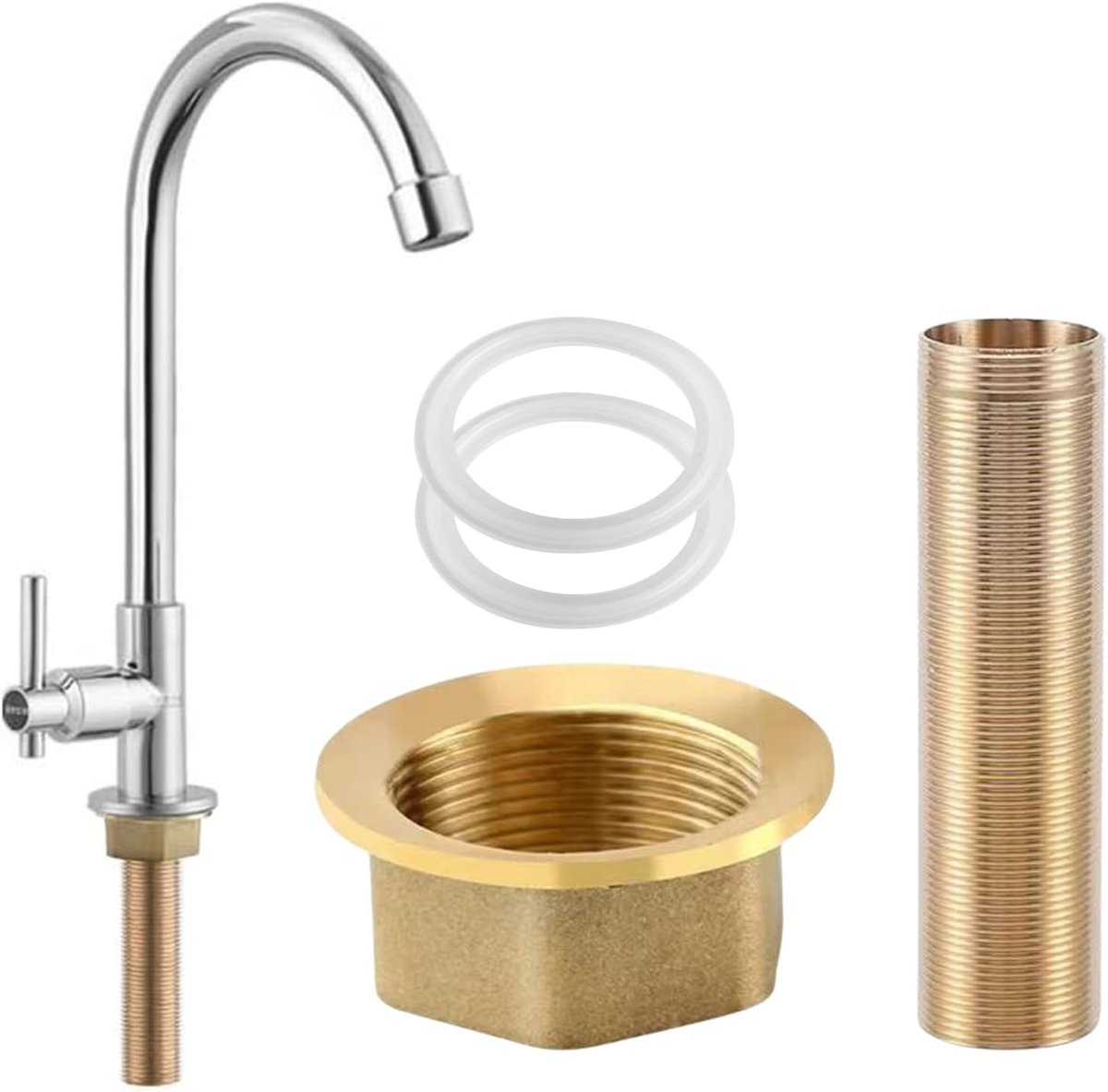SnelShoppen - Faucet Extension Kit 150mm - 31.5mm Draad Pipet - Robuuste Messing Kranenuitbreiding - Inclusief Lock Nut - Ideaal voor Keuken en Badkam