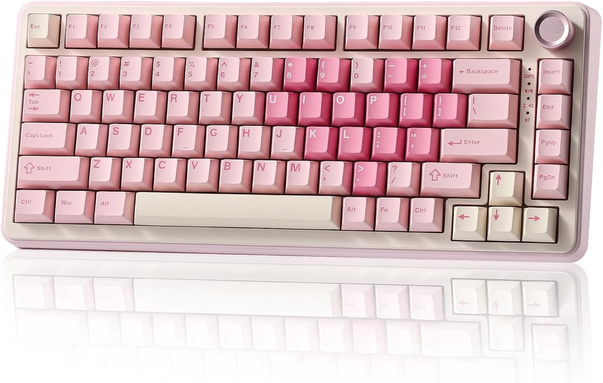 SnelShoppen - Draadloos Mechanisch Toetsenbord 75% - Compact RGB Backlit, Hot Swap Gasket, Multifunctionele Knop, Voor Win/Mac (Roze, Cocoa Cream V2)