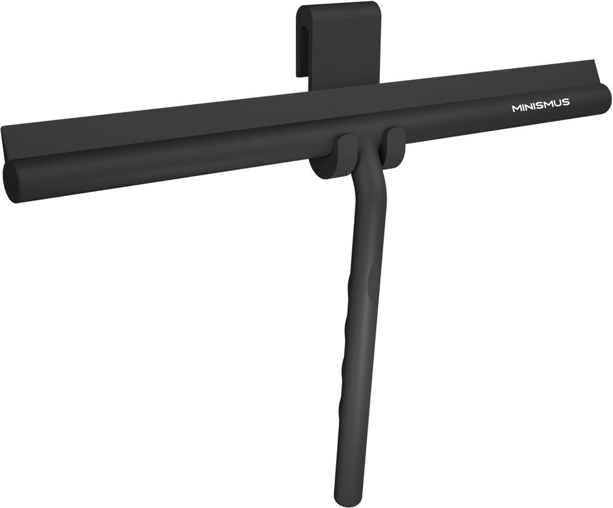 SnelShoppen - Minismus Extra Wide Douche Wiper met Hanghaak - Raamwisser - Siliconen Douche Trekker Badkamer - 33cm Breed - Zwart voor Streeploos Scho