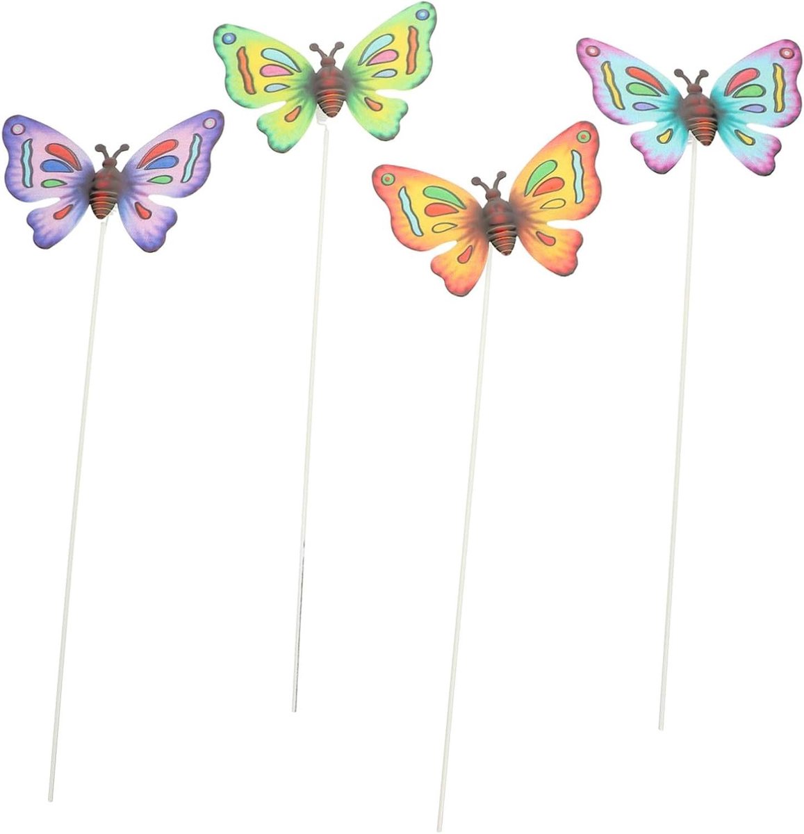 Vlinder Tuinprikkers - Buiten Decoratie - Tuin Opfleuren - Set van Vier - 36 cm Hoog - Kleurrijk