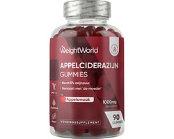 WeightWorld Appelazijn Gummies - 1000 mg - Gemaakt met de Moeder - 90 Vegan Apple Cider Vinegar gummies
