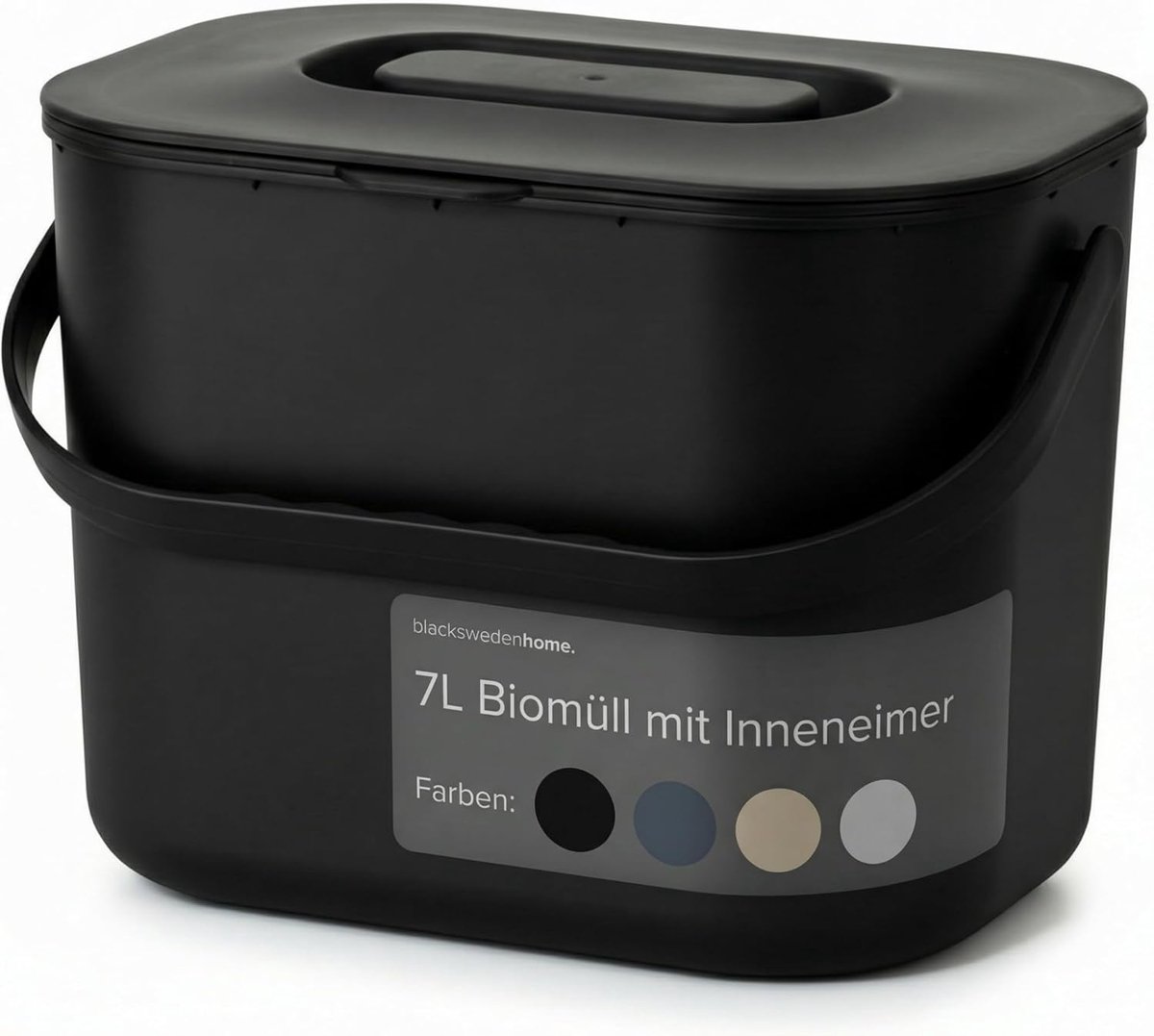 SnelShoppen - Black Sweden Home Keukenafvalemmer 7L Compostbak, Geurloze Voedselafvalemmer met Deksel, Vaatwasmachinebestendig, Milieuvriendelijk, Zwa