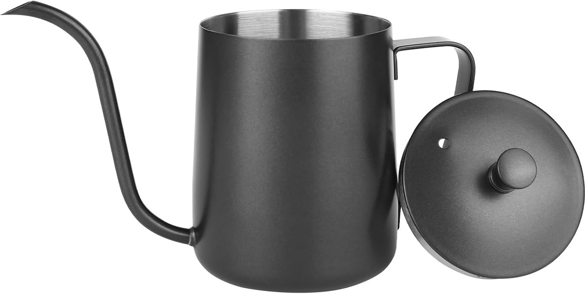 SnelShoppen - 350 ml Zwarte Gieter voor Kleine Kamerplanten - Mini Gieter van Roestvrij Staal met Lange Uitloop - Ideaal voor Bonsai en Vetplanten - T