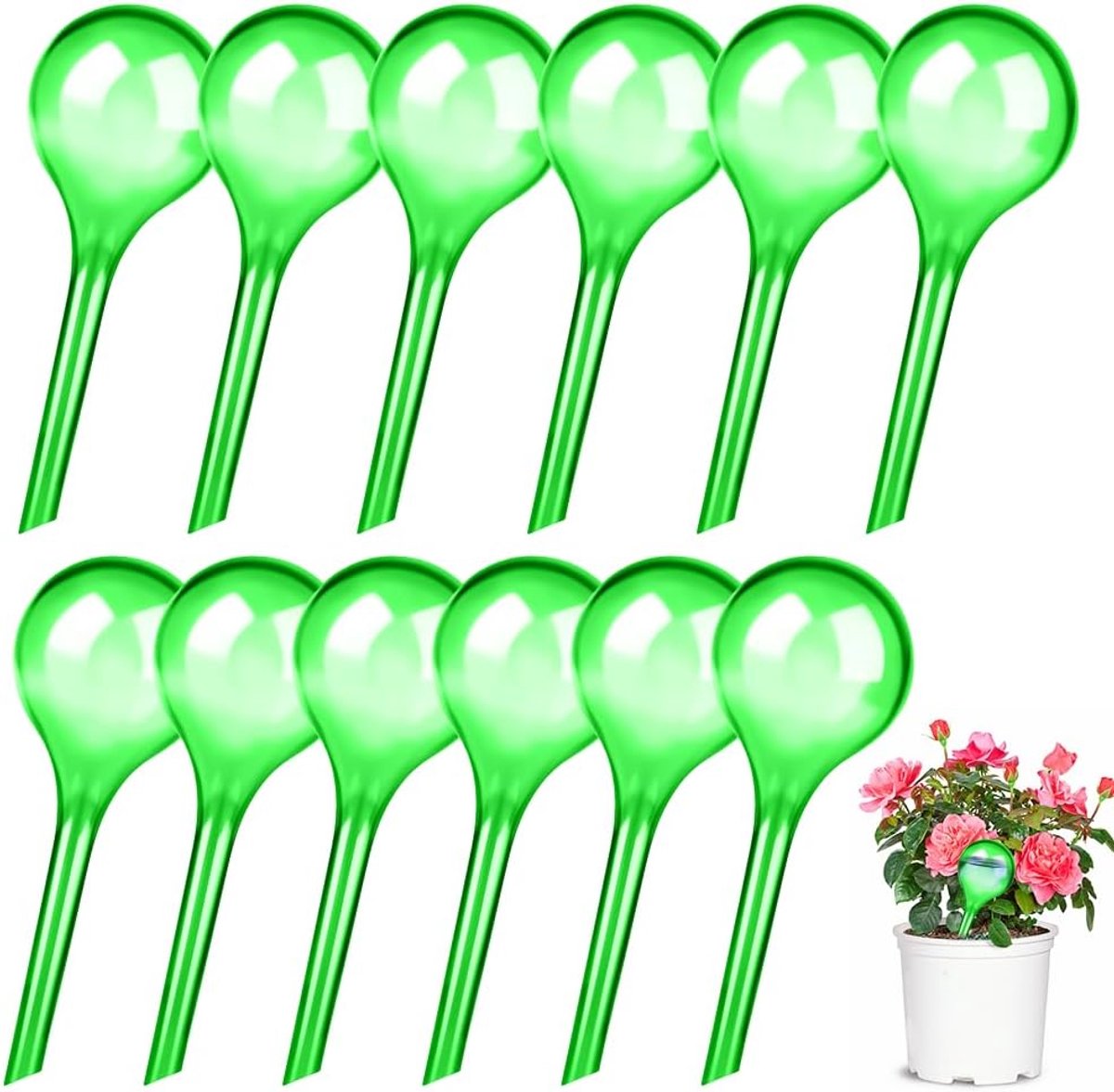 SnelShoppen - 12 stuks Bewateringsballen voor Planten - Automatisch Irrigatiesysteem - 70 ml - Groen - Zelfbewatering Waterdispenser voor Binnen en Bu