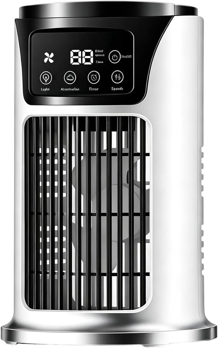 SnelShoppen - Draagbare Airconditioner | USB Mini Airco Ventilator - Stille Persoonlijke Koeler met Timer en 300ml Waterreservoir voor Slaapkamer, Aut