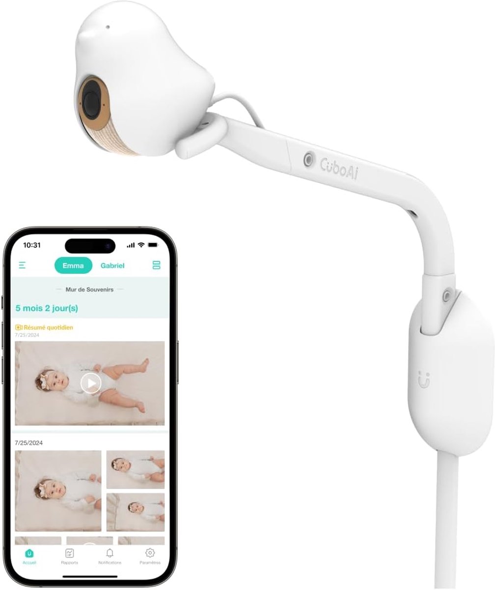 SnelShoppen - Slimme Babyfoon 2.5K QHD Nachtzicht, 2-Way Audio, Vochtigheidssensor, Slaapveiligheidsmeldingen, Wandbevestiging, Ideaal voor Baby's