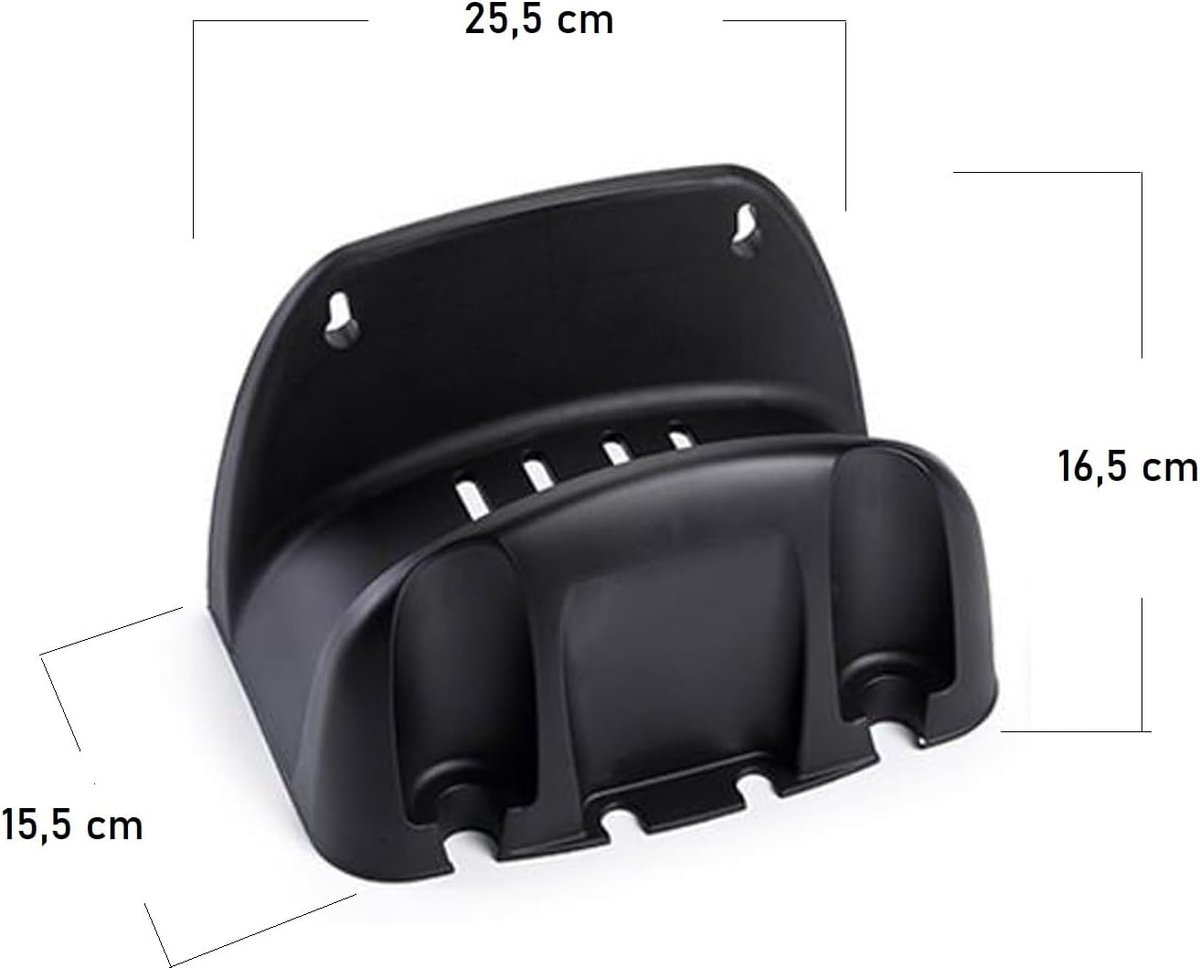 SnelShoppen - Wandslanghouder Tuinslang Zwart Kunststof Compact Ruimtebesparend Met Accessoires Houder - Tuin, Balkon, Garage, Stabiel, Modern Design