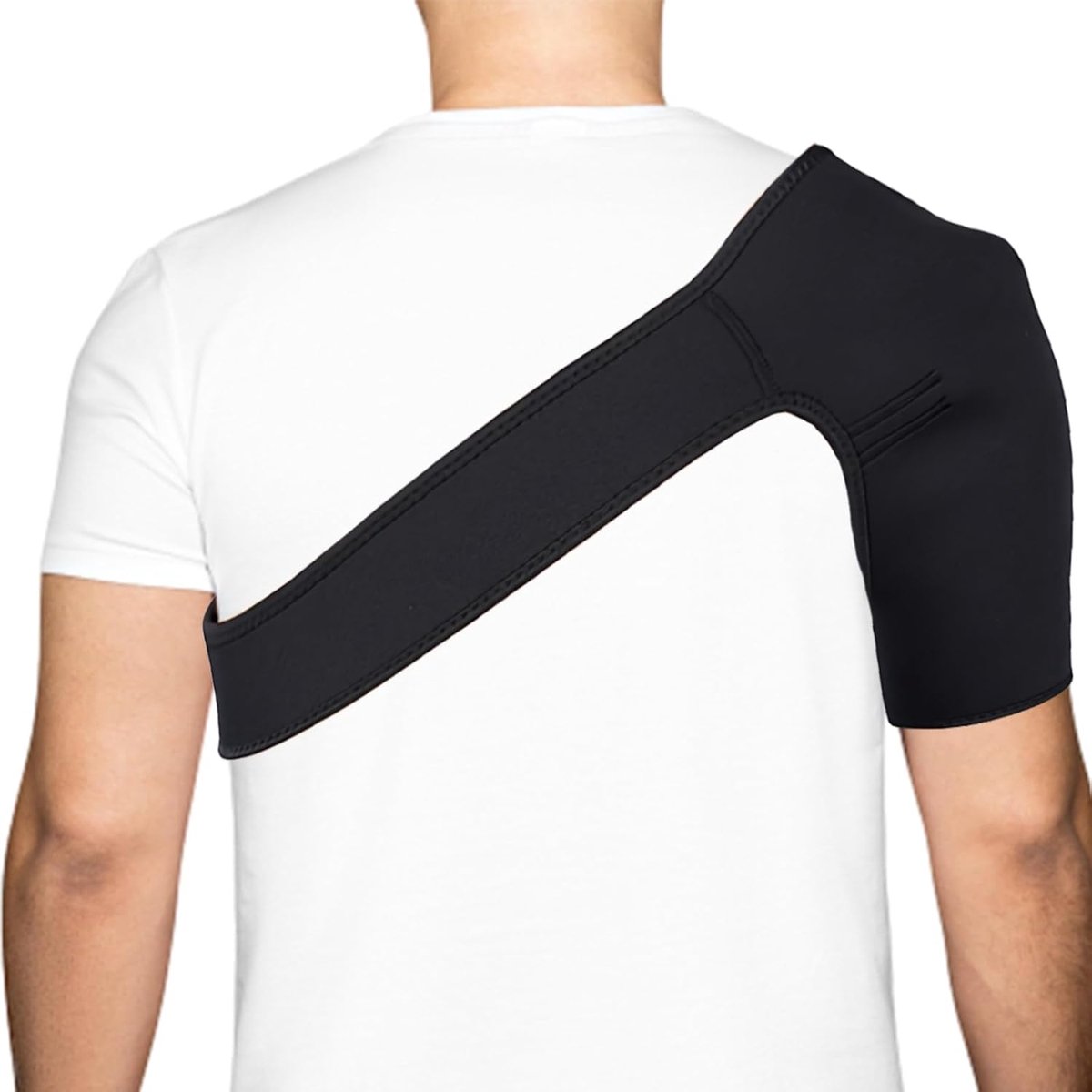 SnelShoppen - Verstelbare Schouderbrace, Schouderbandage en Steun voor Heren en Dames, Zwart, Elastisch, Ideaal voor Sport en Dagelijks Gebruik, Maat