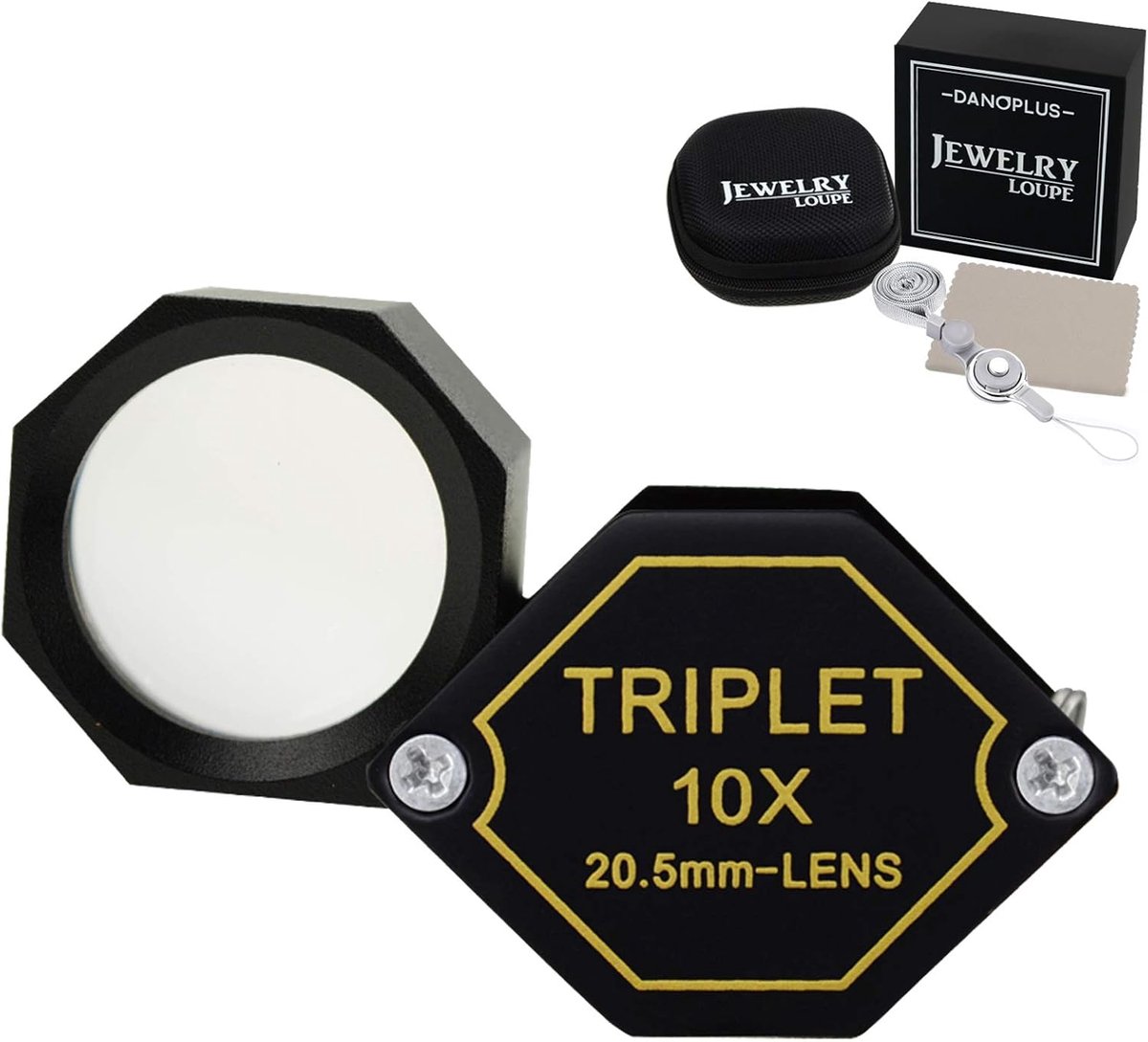 SnelShoppen - Juweliersloep 10x Vergroting, Vouwloep voor Diamanten, Munten, Postzegels, Optische Lens, Zwart Aluminium Frame