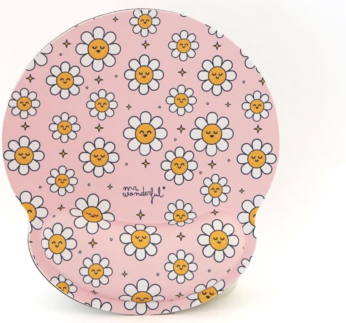 SnelShoppen - Ergonomische Muismat met Polssteun voor Kinderen en Vrouwen - Roze Madeliefje Gelmuismat - Perfect Cadeau voor Thuis en Op School