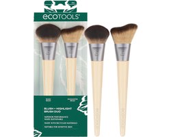 Thijox - EcoTools Blush & Highlight Duo Borstels Set - Dichte Synthetische Gezicht Make-up Borstels voor Poeder, Veganistisch & Wreedheidsvrij, 2 Stuk