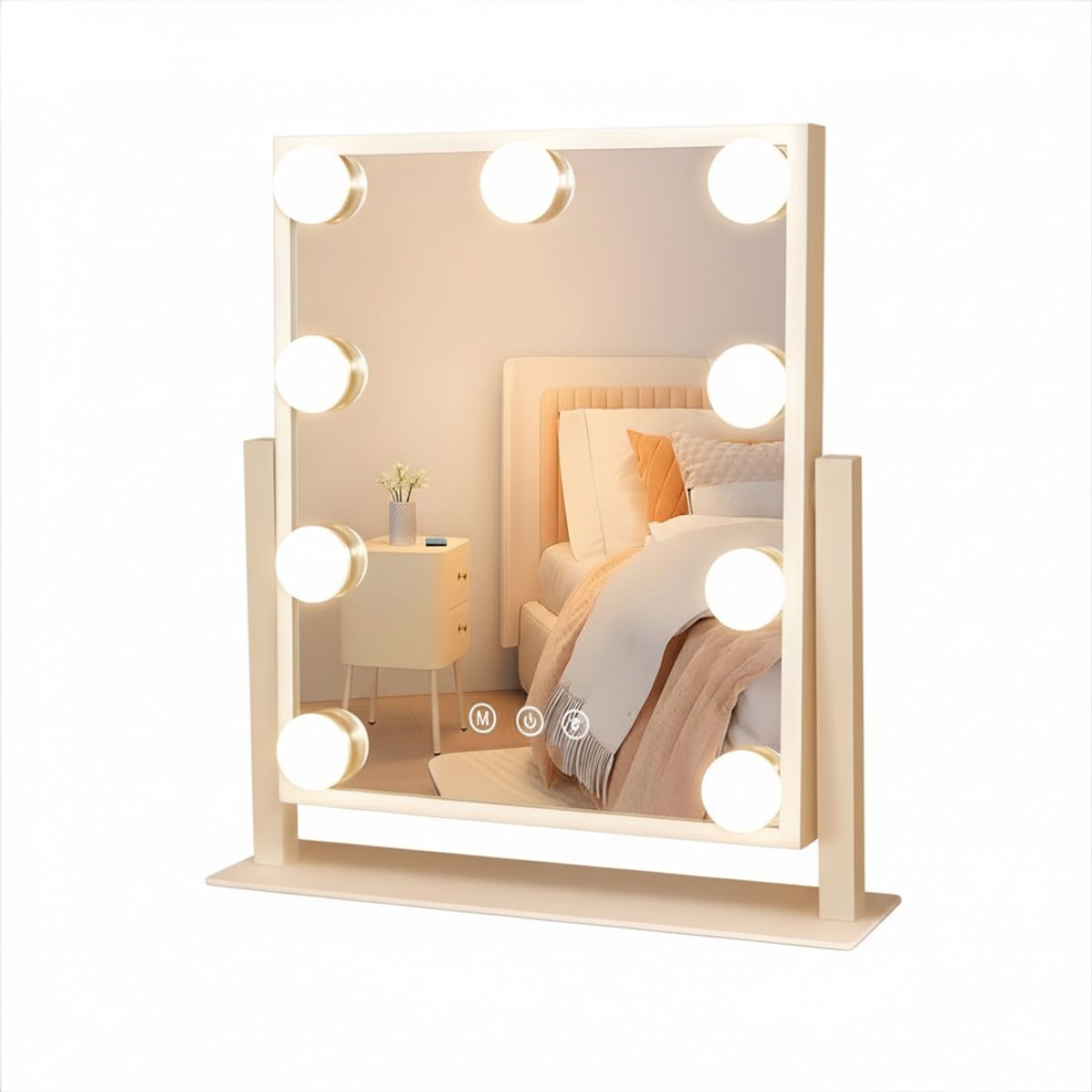 KIRA® Vanity Spiegel - 3 Lichtstanden - Hollywood Spiegel - Makeup Spiegel met Verlichting - Wit - 38cm x 34cm x 35cm