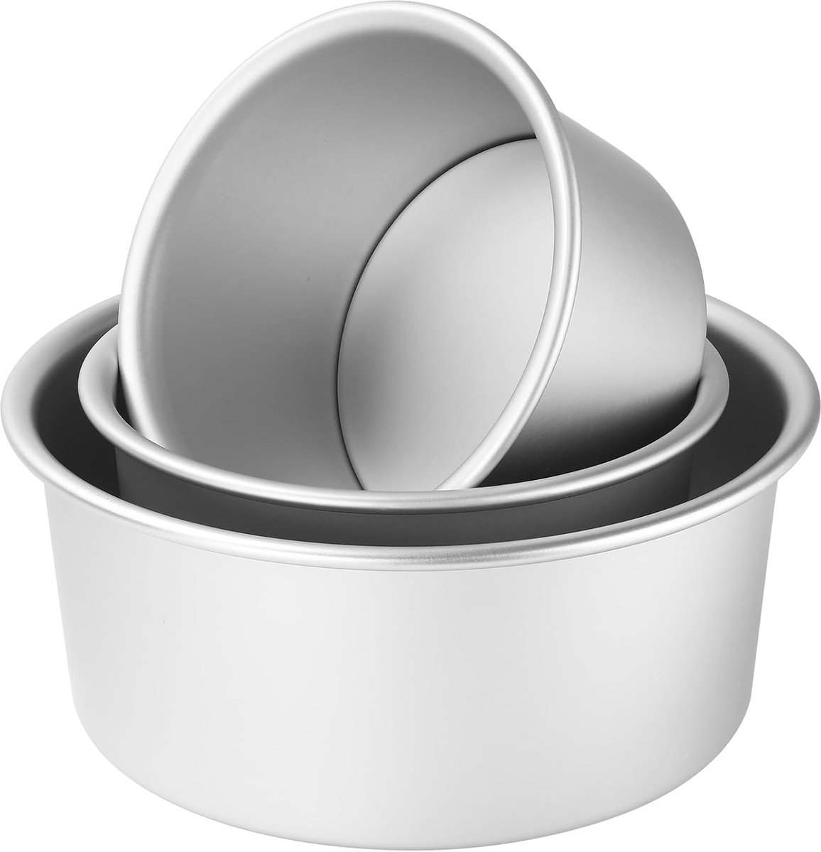 SnelShoppen - Ronde Bakvorm Extra Hoog 3-Delig (15/18/23 cm) Professionele Anodized Aluminium Taartpan met Losse Bodem, Zilver, Perfect voor Feestelij