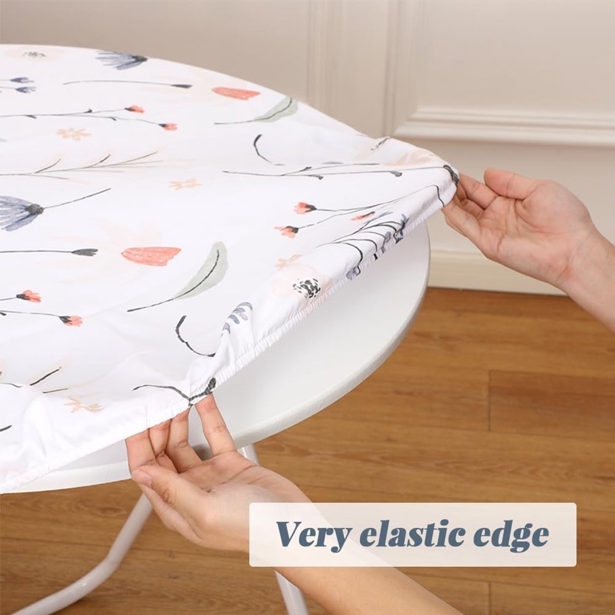 SnelShoppen - 3D Ronde Tafelkleed met Elastische Band, Cirkelvormige Tafelbescherming, Antislip, Wasbaar, 60cm, Petal, Perfect voor Feesten, Tuin en K