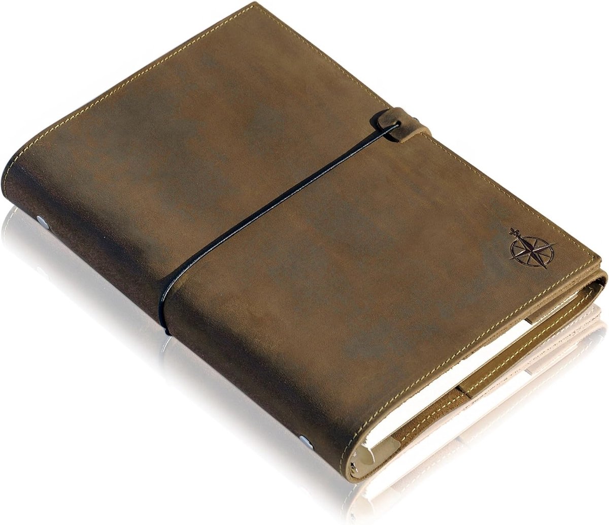 SnelShoppen - A5 leren planner met 6 ringen - navulbare agenda met vakken - Filofax compatibel - ongedateerde weekkalender - volnerfleer - stijlvol en