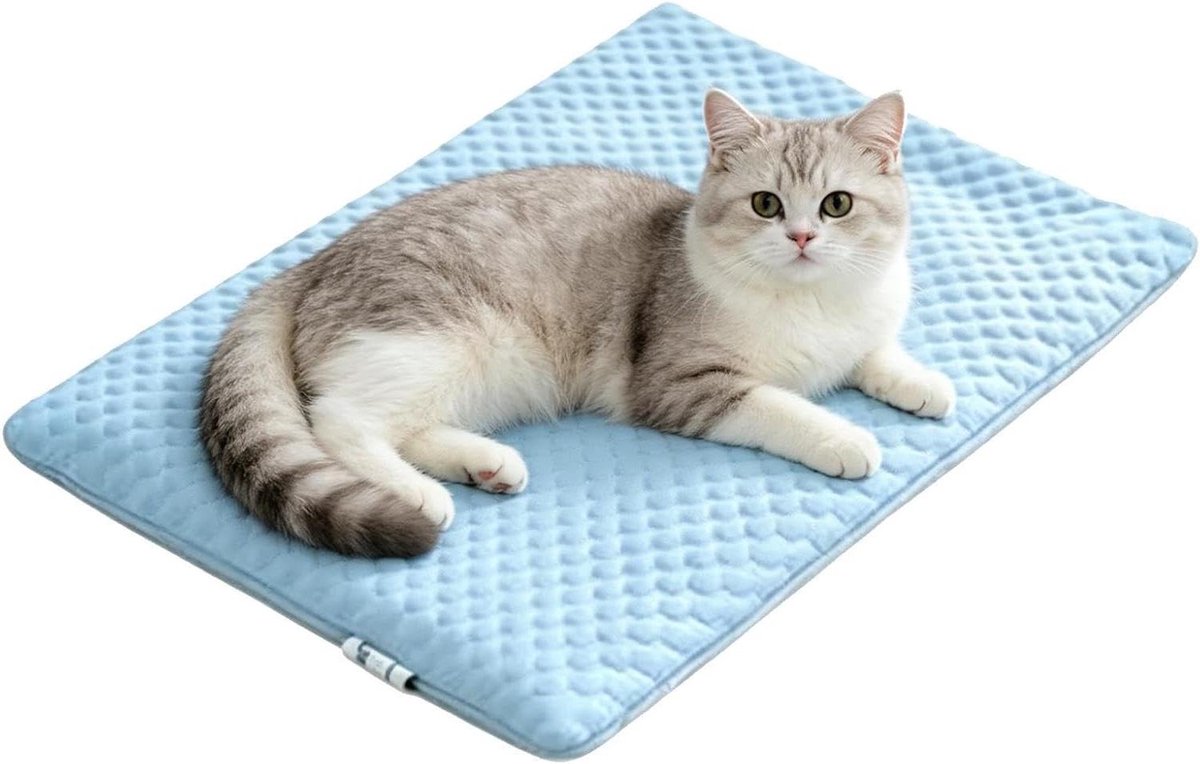 Verkoelende Mat - Kattenkussen Zomer - Hitte Verminderen - Zelfkoelend - S 30x40cm - Blauw