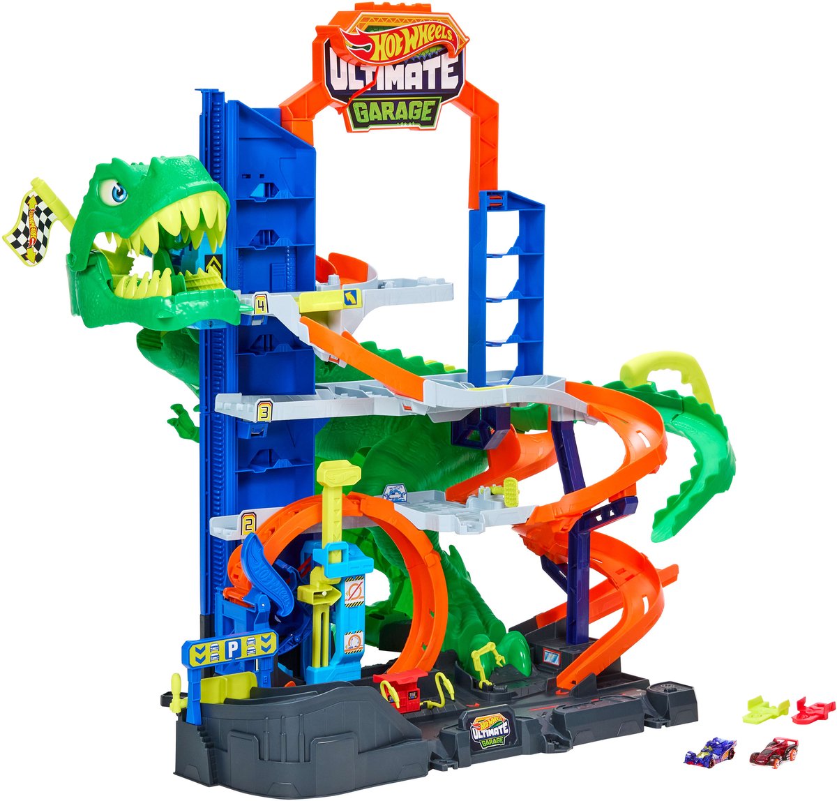 Hot Wheels City Ultieme T-Rex Garage - met 2 speelgoedauto's en opbergruimte voor meer dan 50 auto's — afbeelding 9