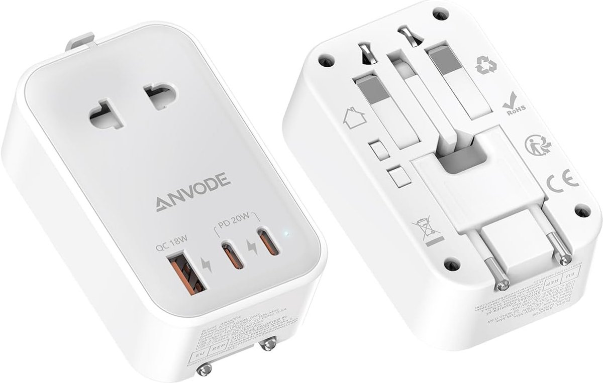 Thijox - Reisadapter Wereldwijde Set met USB C (PD 20W) - Internationale Stekkeradapter voor JAP/AUS/VS/EU/UK - Reisstekker voor Vakantie en Zakenreiz