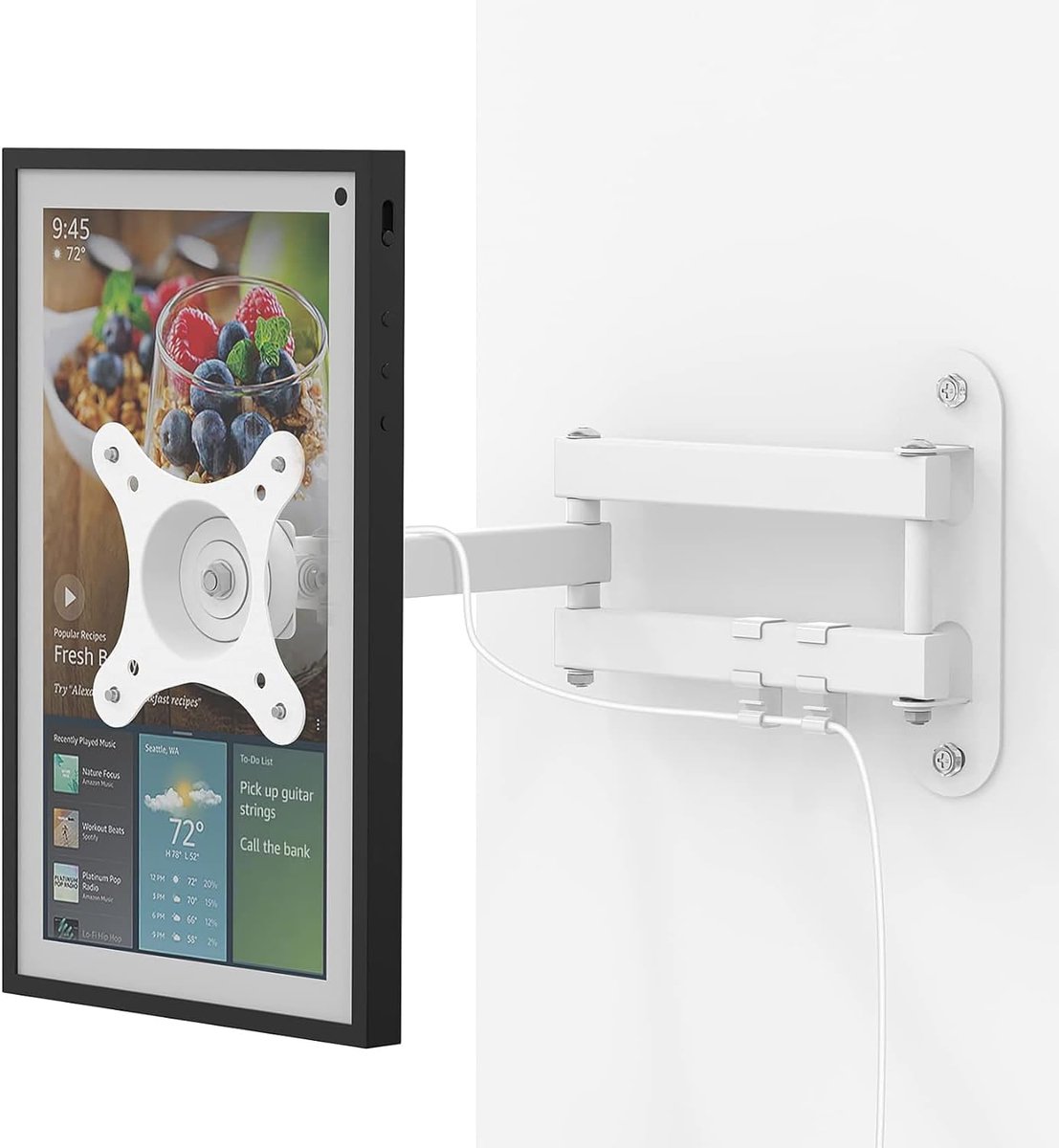 SnelShoppen - TV-monitor muurbeugel verstelbaar voor 13-30 inch, zwenk- en kantelbaar, universele houder 100x100, 75x75 mm, metalen wandhouder in wit