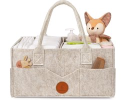 SnelShoppen - Maliton Luiermand Organizer voor Baby, Opbergmand met Handgreep voor Commode, Kaki Vilten Luierorganisatie, 38x22,9x17,8 cm, Voor Binnen