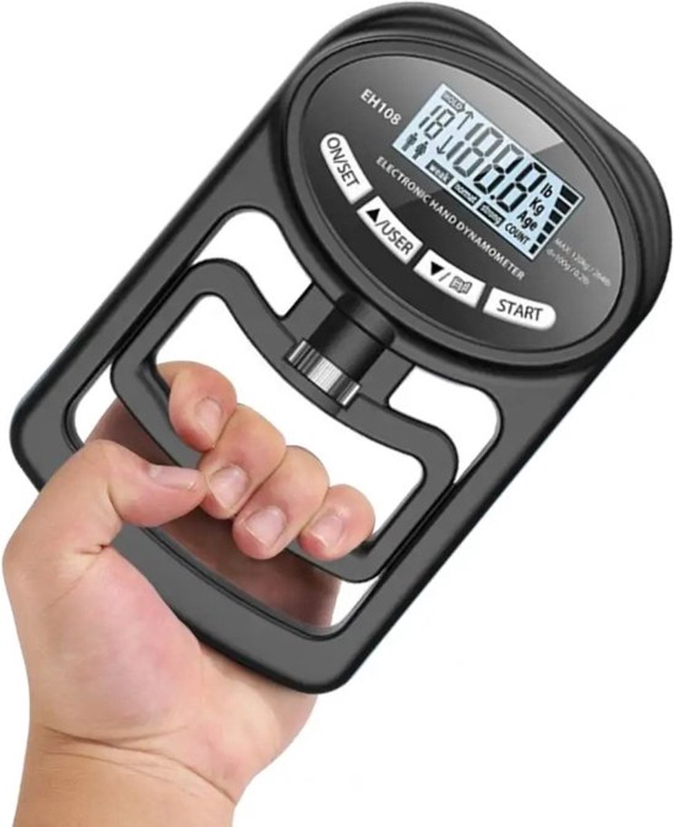 Digitale Knijpkrachtmeter hand - Knijpkrachtmeter - Knijpkracht Handtrainer - Handdynamometer - Grip Sterkte Meter - Tot 180 KG