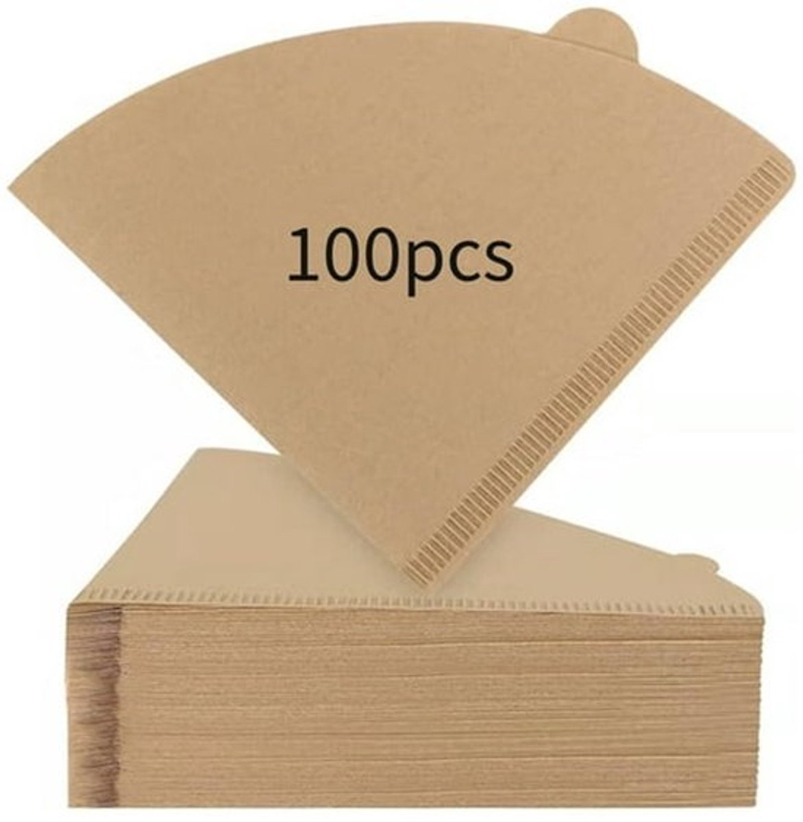 Koffiefilterpapier - 100 vellen per verpakking van natuurlijk, kegelvormig papier, geschikt voor filterkoffiezetapparaten, capaciteit 2-4 kopjes, biologisch afbreekbaar en vrij van chemicaliën (16*12*11,6 cm)