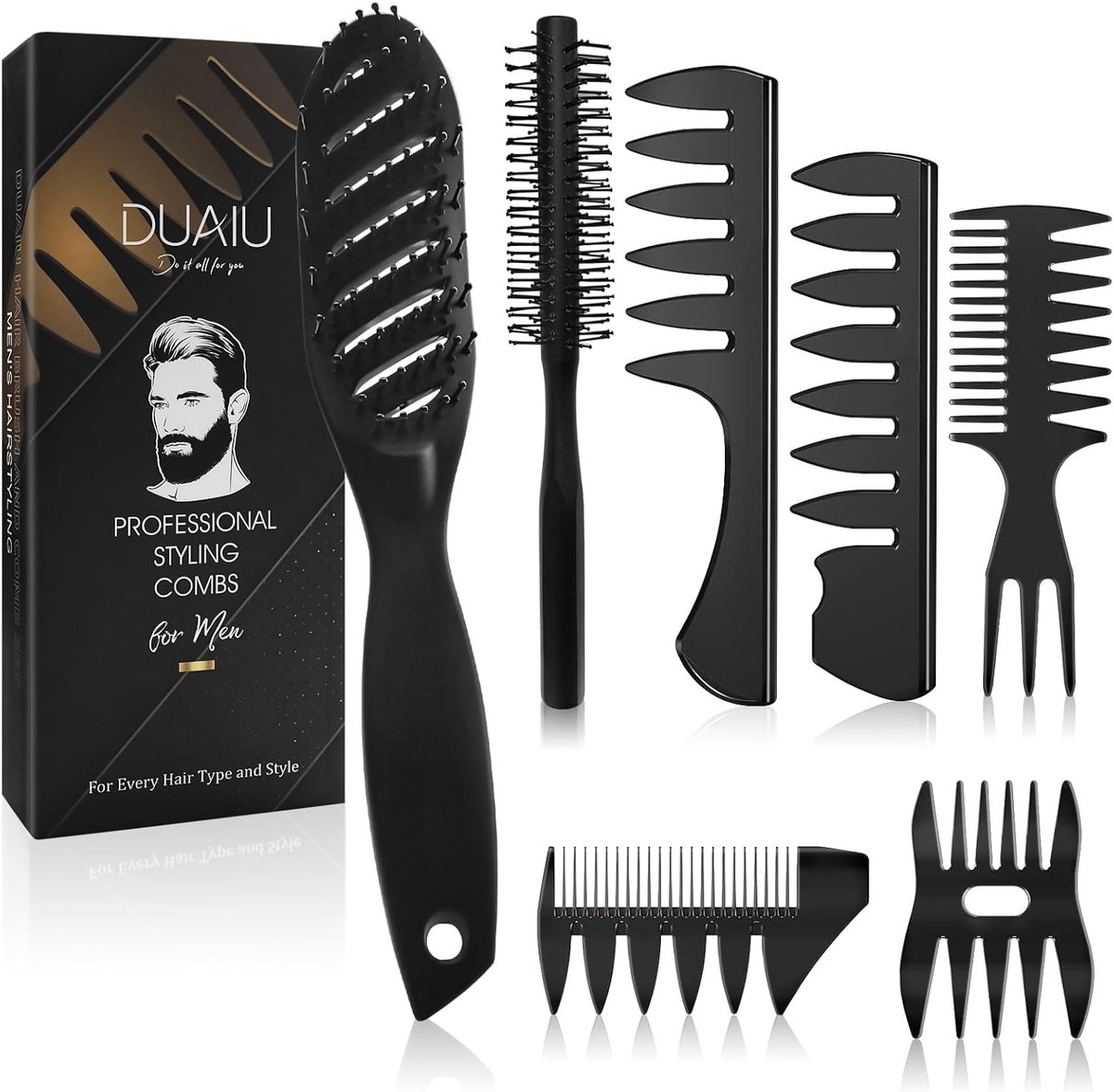 Thijox - Professionele Stylingkammenset voor Mannen en Vrouwen, Geventileerde Haarborstel en Kamset, Geschikt voor Alle Haartypes, Snelle Föhntijd, On