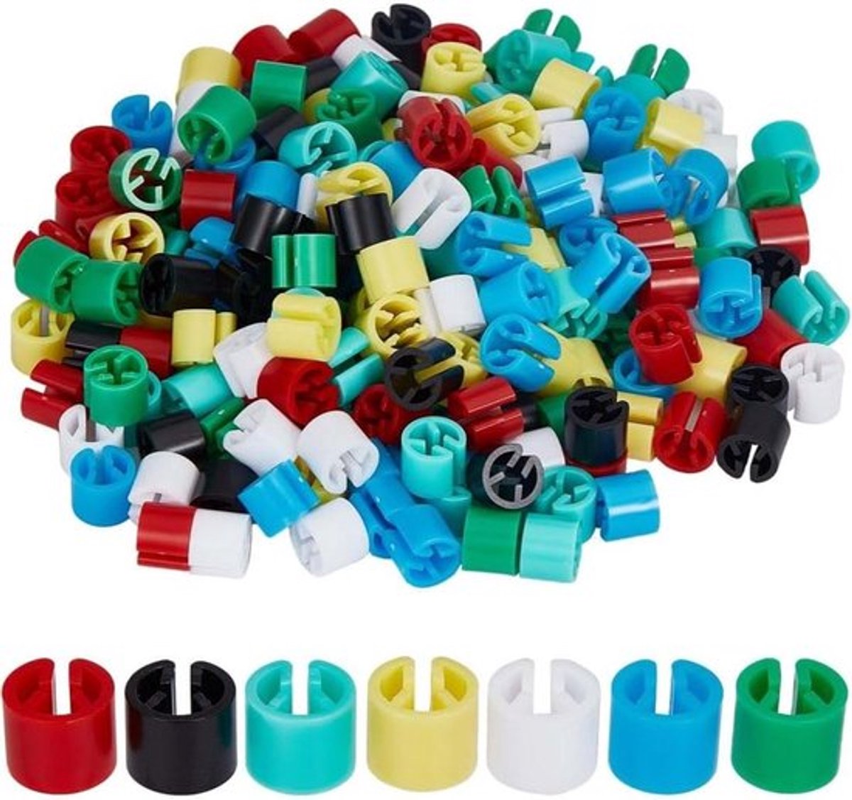 - Kledinghanger Markers - Plastic - Kleurcodering - Kleding - Accessoires - Geschikt voor 9.5mm Staaf - Markeringsset voor Kleding - Maat Markers - Kledingstuk - Kleuren Assortiment - 210 stuks.