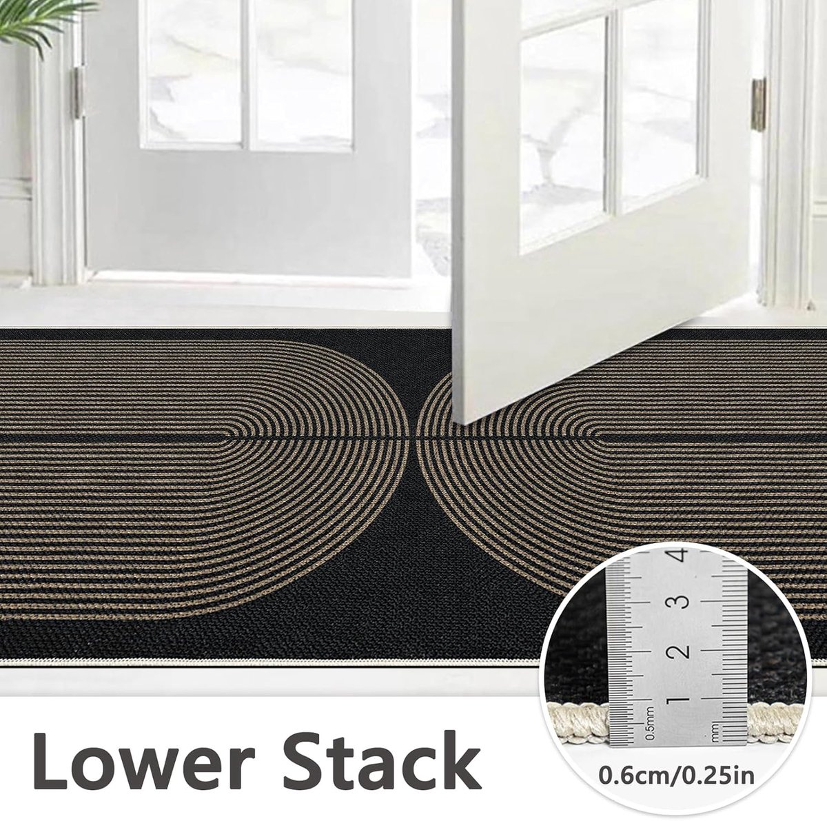 SnelShoppen - Capslpad Loper Vloerkleed Hal 80 x 300 cm Jute Look Wasbaar Antislip Bruin Zwart Voor Keuken, Slaapkamer, Balkon en Gang