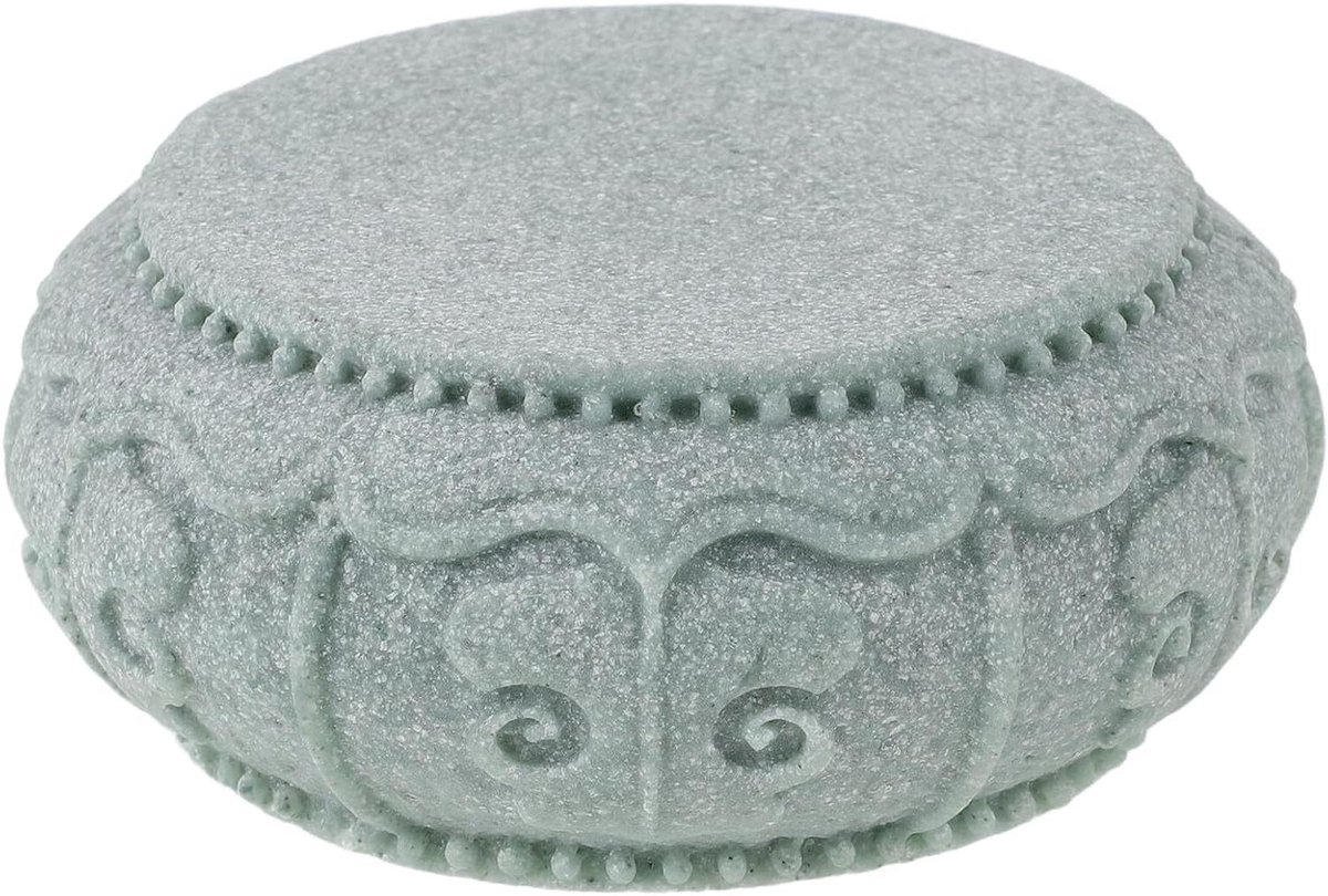 Zandstenen Voetstuk - Decoratieve Sokkel - Beeldjes Presenteren - Zen Geïnspireerd - 8.5 cm - Olijfgroen