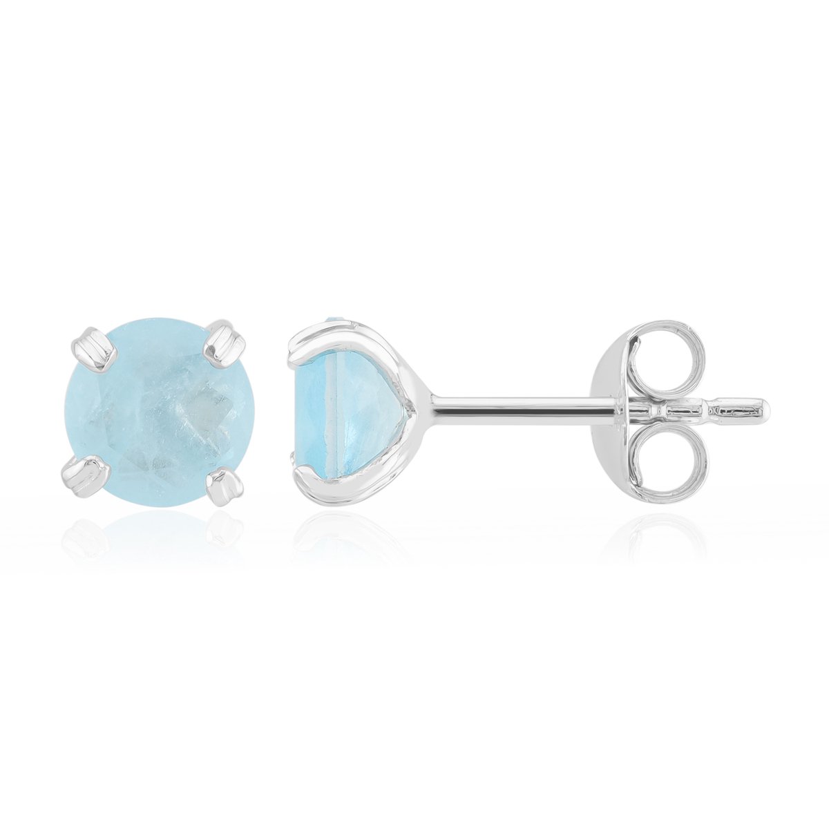 Cavill - Zilveren Oorbellen - 925 Sterling Zilver - Pastelblauwe Braziliaanse Kwarts 6mm - Ronde Slijpsel - Elegante Dames Oorbellen