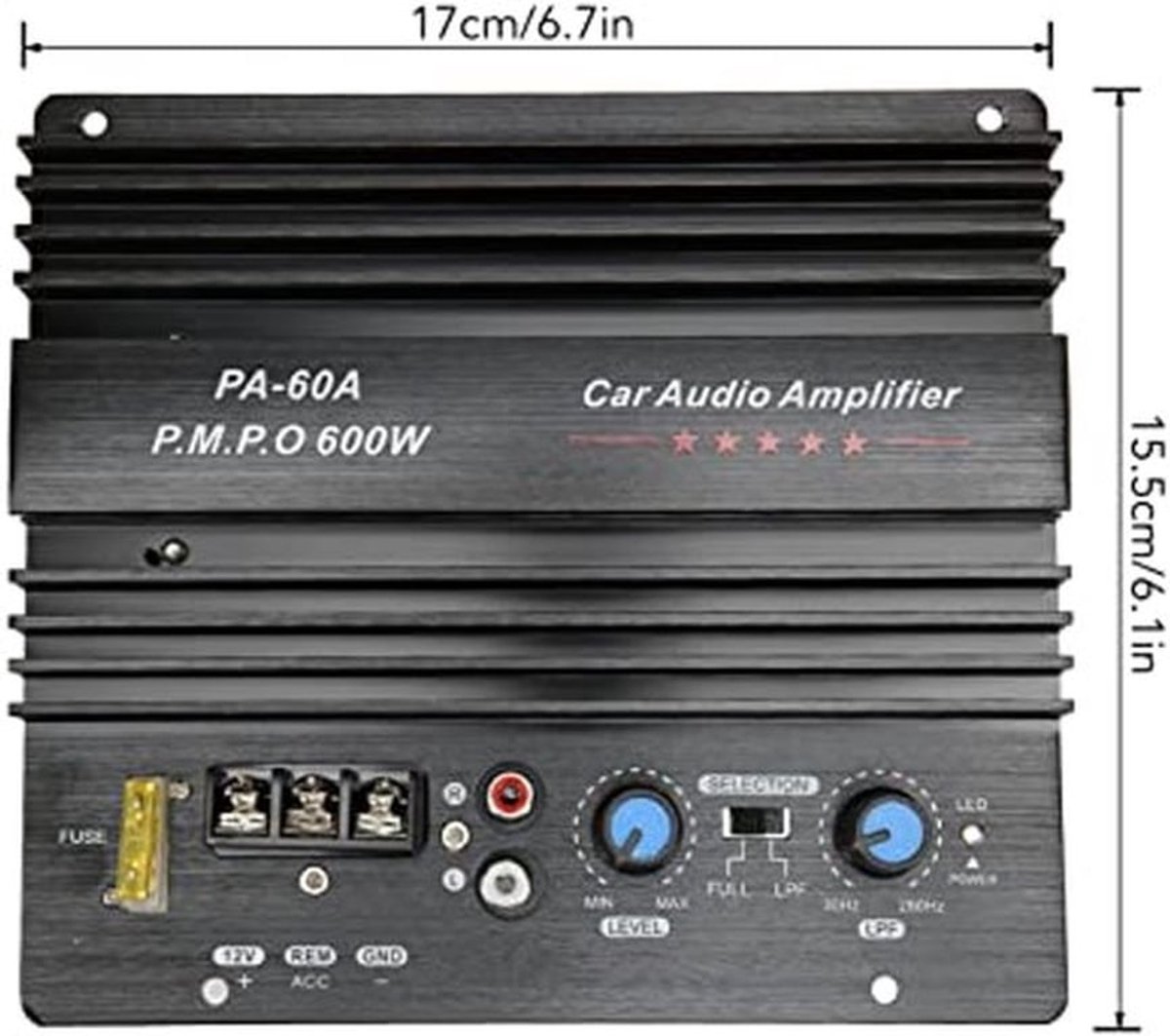 12V 600W auto-audioversterker met hoog vermogen, versterkerprintplaat voor Amp Audio Subbas, krachtige bas-subwooferversterker voor auto's