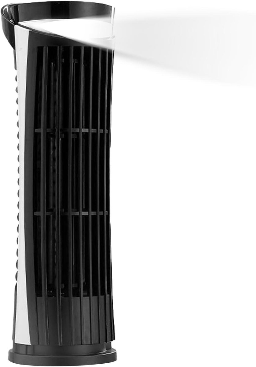 Bladeloze Torenventilator - Stille Ventilator - Frisse Lucht - Verstelbare Verlichting - 27 x 27 cm - Zwart