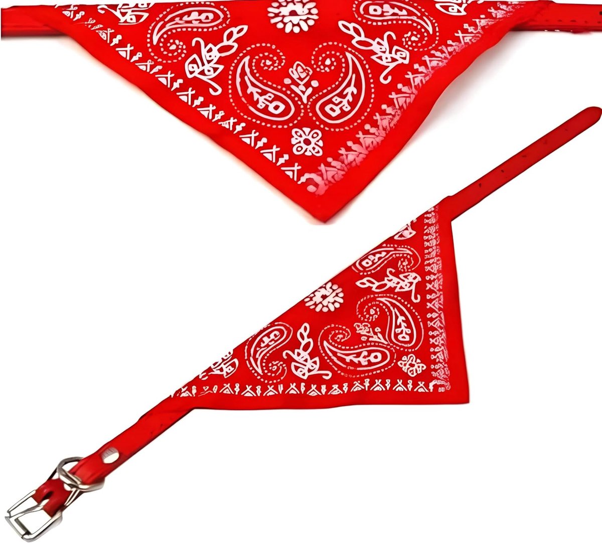SnelShoppen - Kattenhalsband met Paisley Look Bandana en Buckle - Maat S (20-26 cm) - Retro Stijl - Faux Leer en Polycotton - Fashionsieraad voor Huis