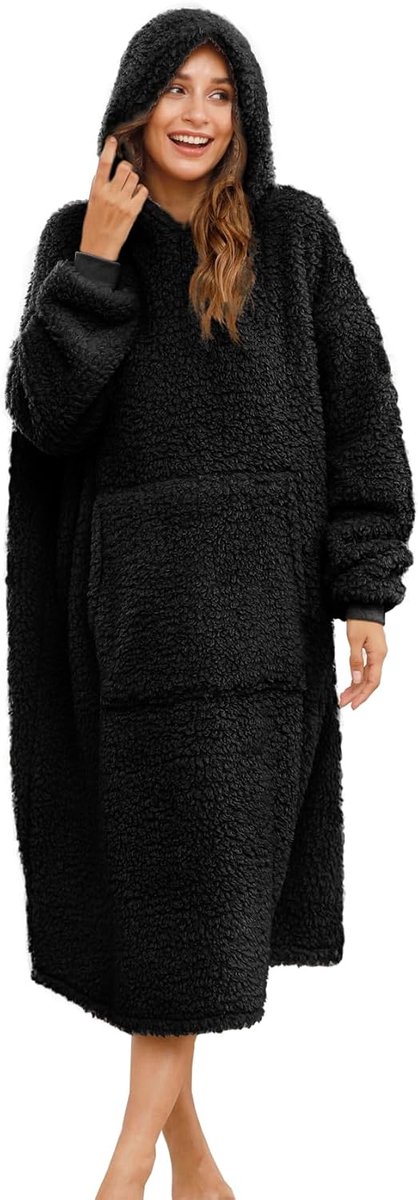 SnelShoppen - Unisex Oversized Wearable Blanket Hoodie - Sherpa Sweatshirt, Warm en Cozy, One Size Fits All, Perfect voor Thuis, Feest, Camping, Koud