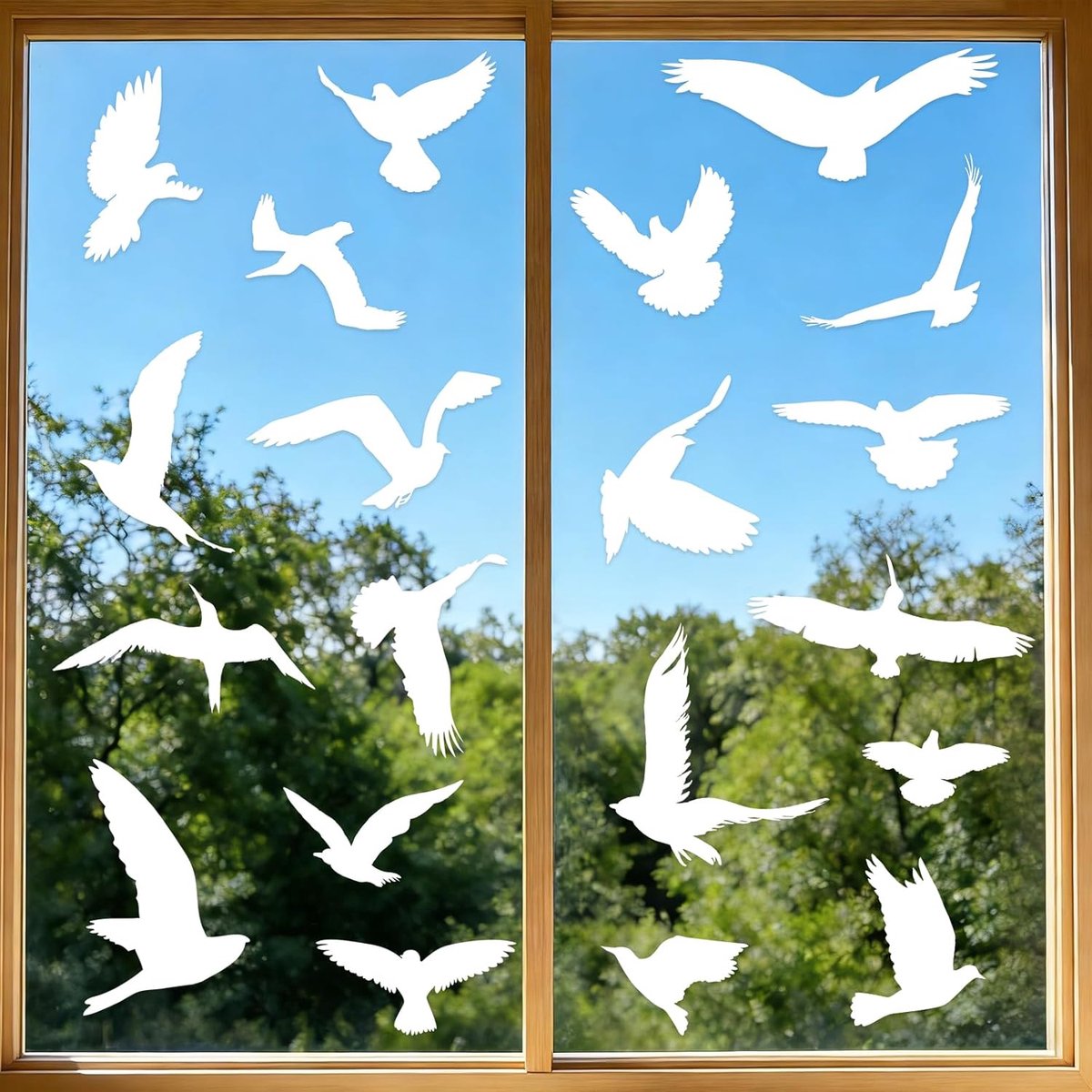SnelShoppen - 37 Stuks Raamstickers Vogelbescherming - Zelfklevende Witte Vogels voor Raampanelen - Herbruikbare Statistische Raamdecoratie tegen Voge