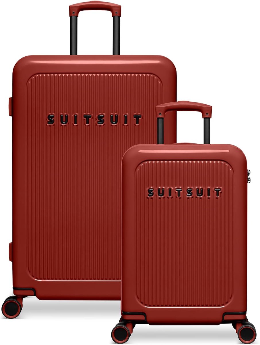 SnelShoppen - 2-delige Kofferset Handbagage en Ruimbagage Koffer - ABS/Polycarbonaat - TSA Slot - 27L en 71L - Reiskoffer voor Vakantie - Burnt Brick