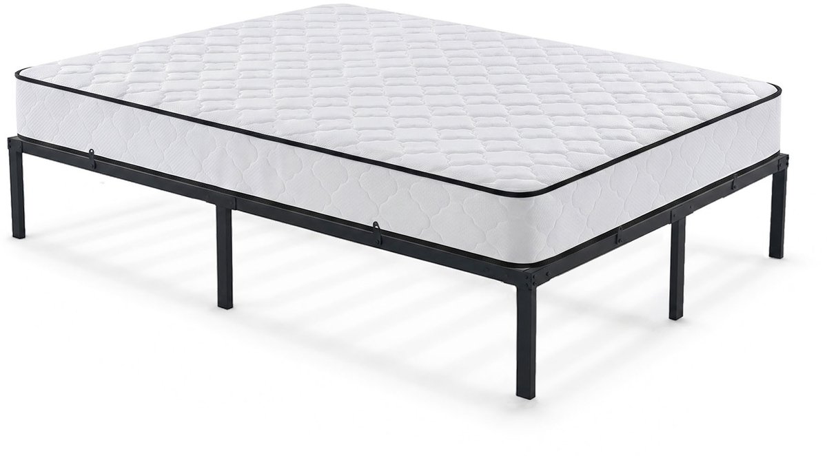 Metalen Bed / met Matras / 120x200 cm / Opklapbaar Logeerbed / Metalen Lattenbodem / 9 Poten / 20 Latten/ Zwart