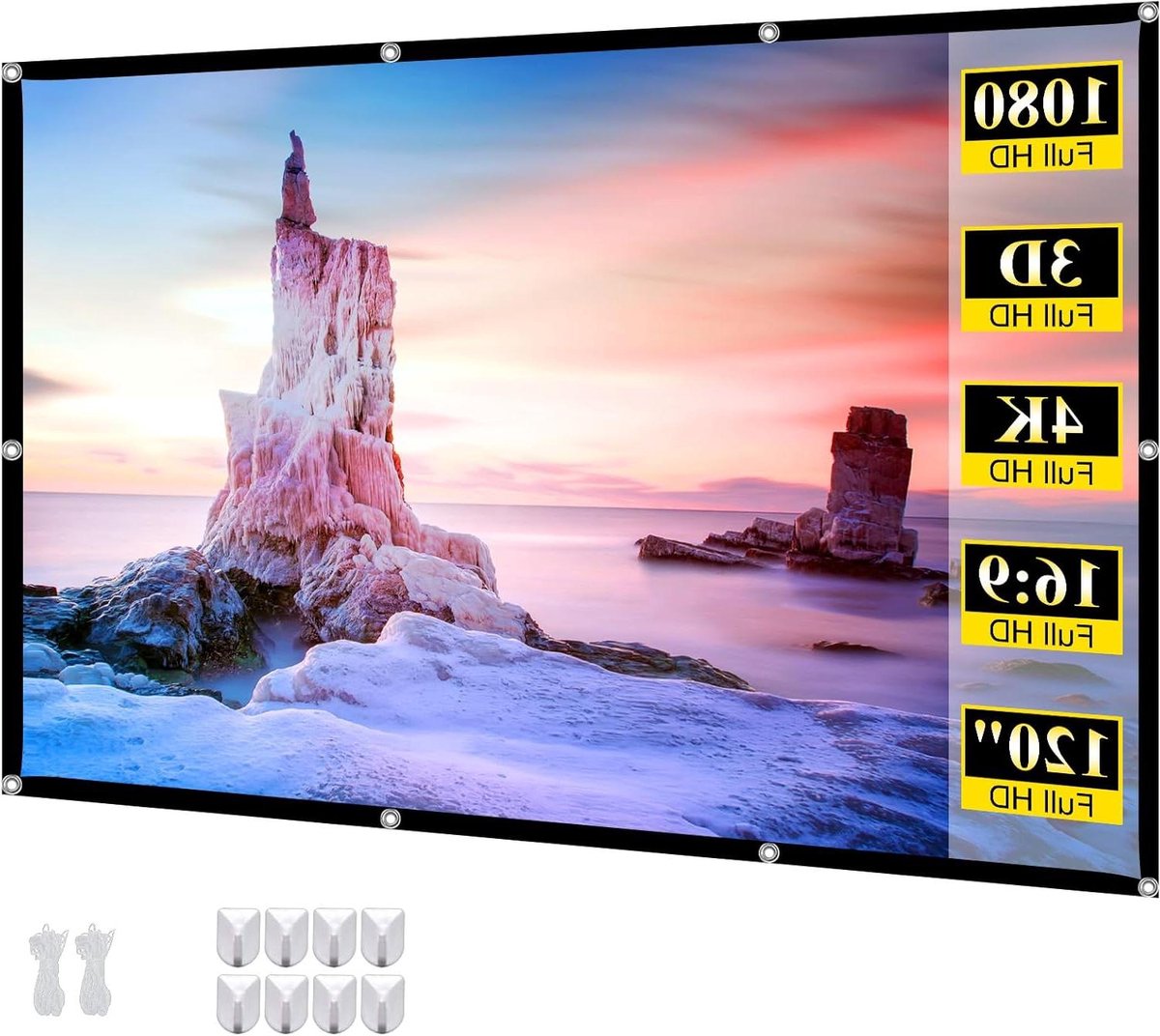 Draagbaar projectorscherm - Film scherm - Thuisbioscoop creëren - Opvouwbaar anti-vouw - 120 inch - Wit