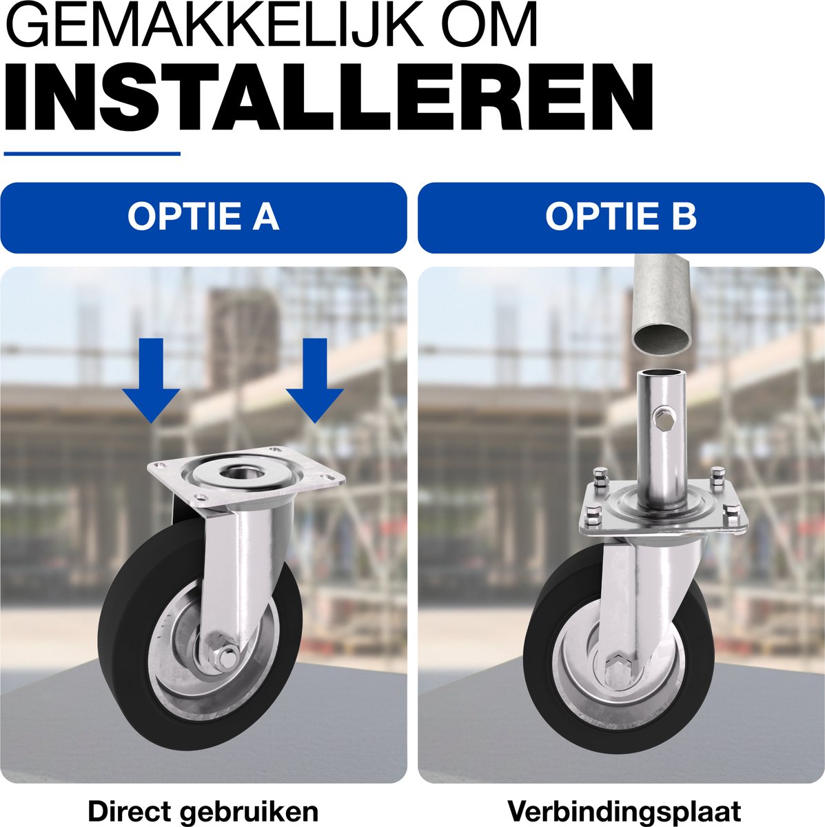 GeZu Impex Zwenkwielen 160x40mm Gegalvaniseerd Set van 4 Zware Zwenkwielen Industriële Polyurethaan Massief Rubber Wielen voor Werkbanken Meubels Trolley & Apparatuur