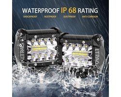 SnelShoppen - LTPAG Werklamp 4 x 120W LED-werklamp 12000 lumen, 6000K, IP68-waterdicht Offroad Schijnwerper voor Bouw, Camping, Tuin en Buitengebruik