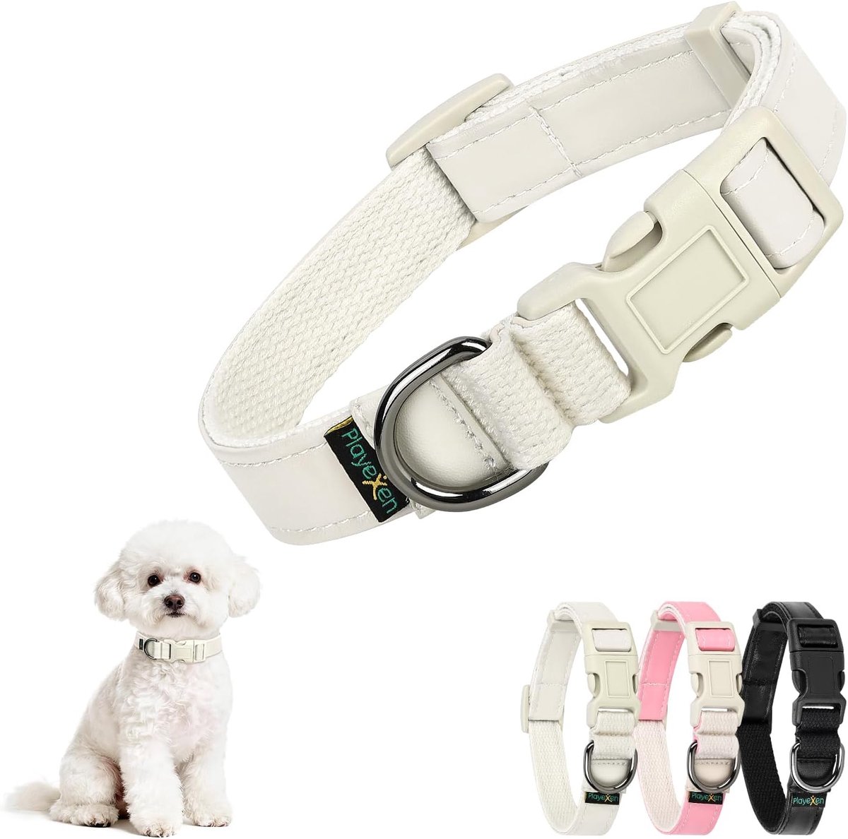 SnelShoppen - Verstelbare Halsband voor Honden en Katten, 25-40 cm, Zacht PU-Materiaal met Katoen, Comfortabele en Ademende Dierenhalsband voor Puppy’