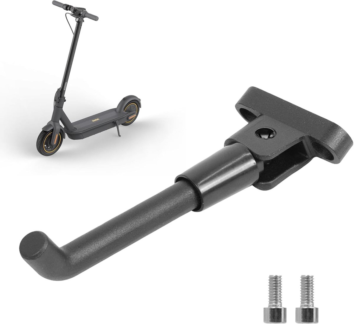 SnelShoppen - Scooterstandaard voor E-scooter M365 Pro 2 1S Essential - Zwart Aluminium - Inclusief 2 Bevestigingsschroeven - Stabiele Zijstandaard vo