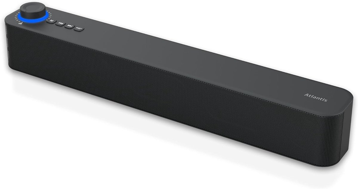 SnelShoppen - Draagbare Soundbar PC 20W met Bluetooth 5.3, Jack 3,5mm, FM-Radio, Ideaal voor Laptop, TV, Smartphone, Platenspeler, Compacte Luidspreke