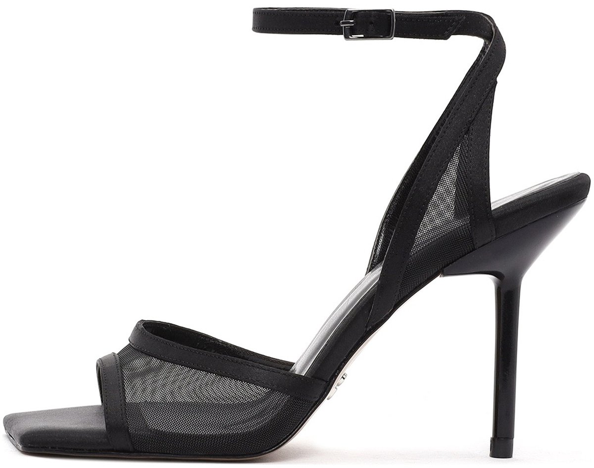 DERIMOD Sandalen Met Hoge Hak Imitation Leren High Heel Sandalen With Mesh Detail