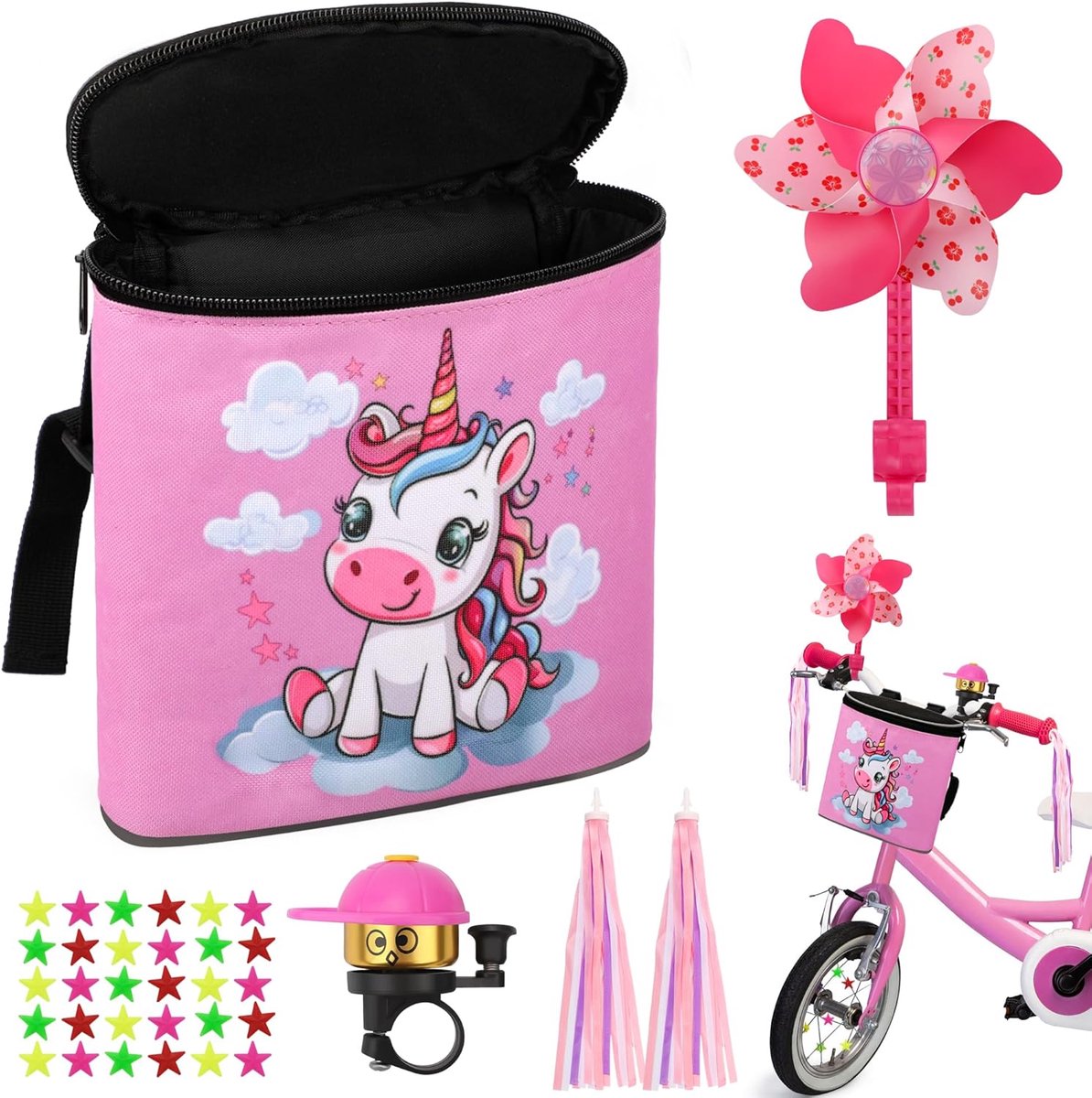 Kinder Stuurtas Set - Fiets Accessoires Set - Fietsen Versieren - Waterdicht Duurzaam - 24.5 x 21.4 x 5.6 cm
