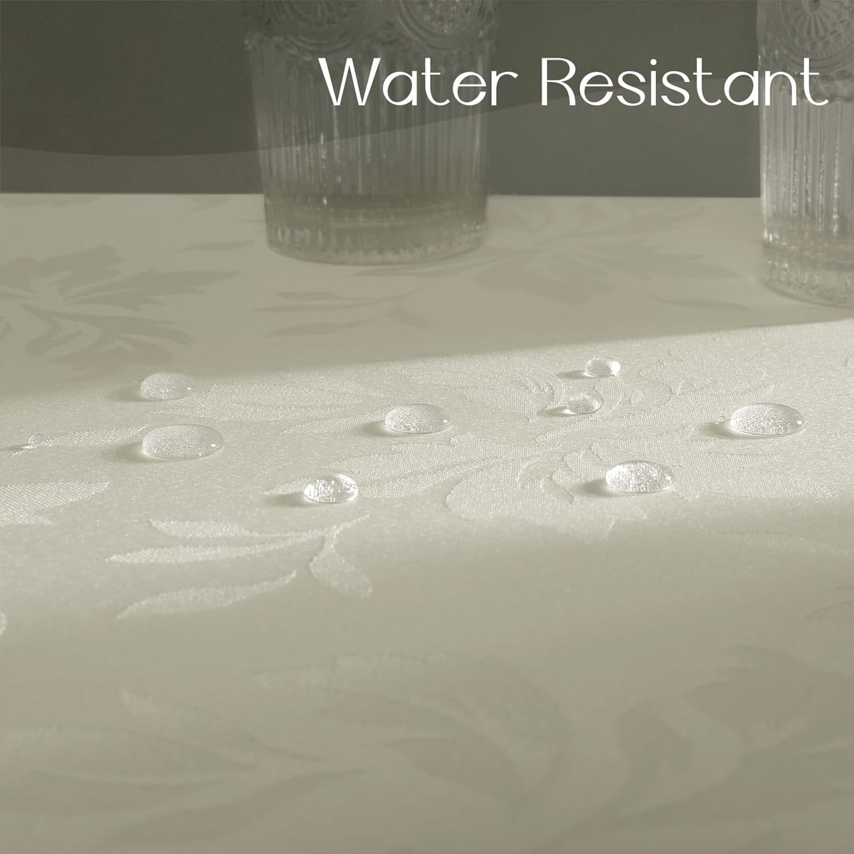 SnelShoppen - Luxe Jacquard Damask Tafelkleed 160 cm Crème Wasbaar Waterdicht Bloemen Motief - Perfect voor Feestdagen, Kerst, Diner, Restaurant, Eett