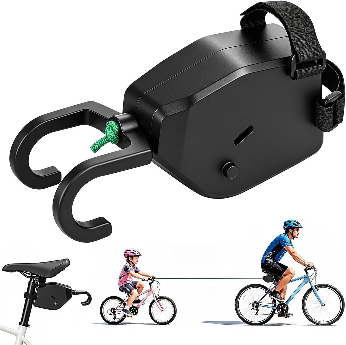 SnelShoppen - Fietsaanhanger voor Kinderen, 2,5 m Intrekbaar Touw, Ideaal voor MTB en Kinderfiets, Automatisch Terugslagontwerp, Max. 90 kg Treksterkt